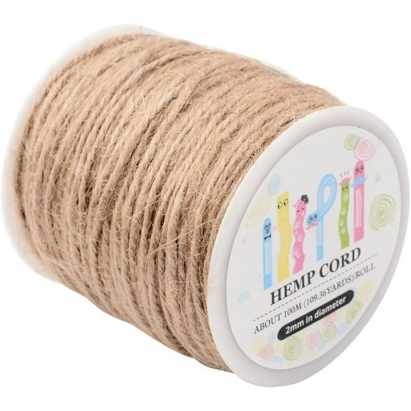 Earthy Colored Jute Cord Jute String Jute Twine 3-Ply for DIY Macrame Crafting Tan 2mm 109.36 yards(100m)/roll