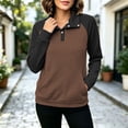 thumbnail image 6 of Women Color Block Textured Sweatshirt, Quarter Button Up Collared Long Sleeve Tops, Fall Basic Casual Golf Pullover Shirts S-3XL, 6 of 7