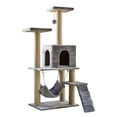 thumbnail image 2 of de gato de varios niveles Torre de gato con hamaca para rascar Condominio de gato Soporte de escalada Casa de percha Gatitos Juguete Gris claro, 2 of 8