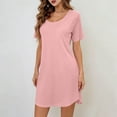 thumbnail image 6 of Fengactive Womens Short Sleeve Nightgown Crew Neck Sleep Dress Loose Fit Casual Loungewear, 6 of 8