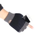 thumbnail image 1 of Guantes cálidos de invierno para hombres coreanos más terciopelo grueso raya medio dedo pantalla táctil tejido estudiantes Wr, 1 of 2