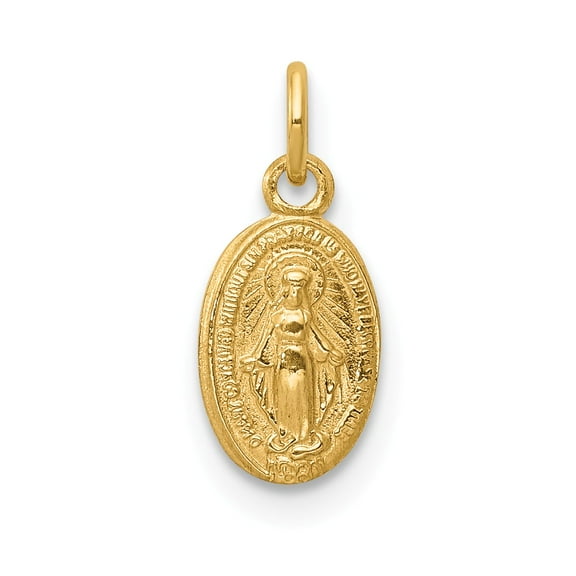 14k Miraculous Medal Charm in 14k Yellow Gold