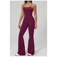 thumbnail image 2 of PISONIC Workout Sets for Women, 2 Piece Seamless Spaghetti Straps Crop Top Matching High Waist Flare Leggings Gym Yoga Outfits, 2 of 7