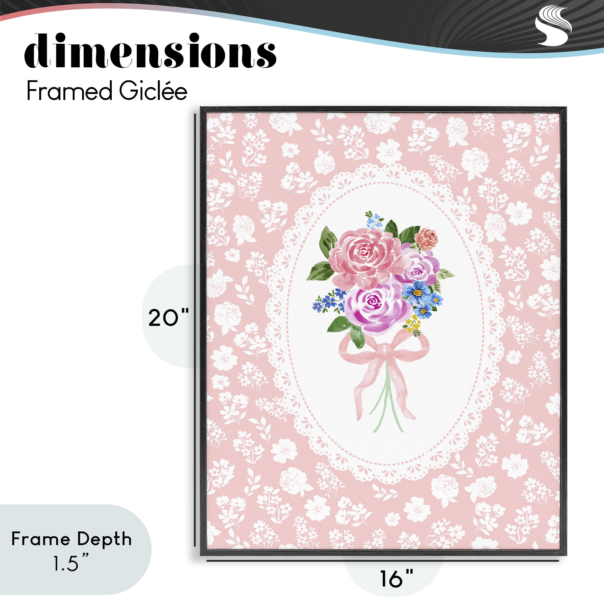 Stupell Industries Peach Feminine Bouquet Black Framed Giclee Art, design by Corinne Haig