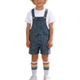 thumbnail image 2 of OGLCCG Boys Girls Denim Overalls Set Kids Short Sleeve Tshirt and Shorts Socks Set Summer Casual 3 Piece Outfit with Pockets 3-12 Years, 2 of 8
