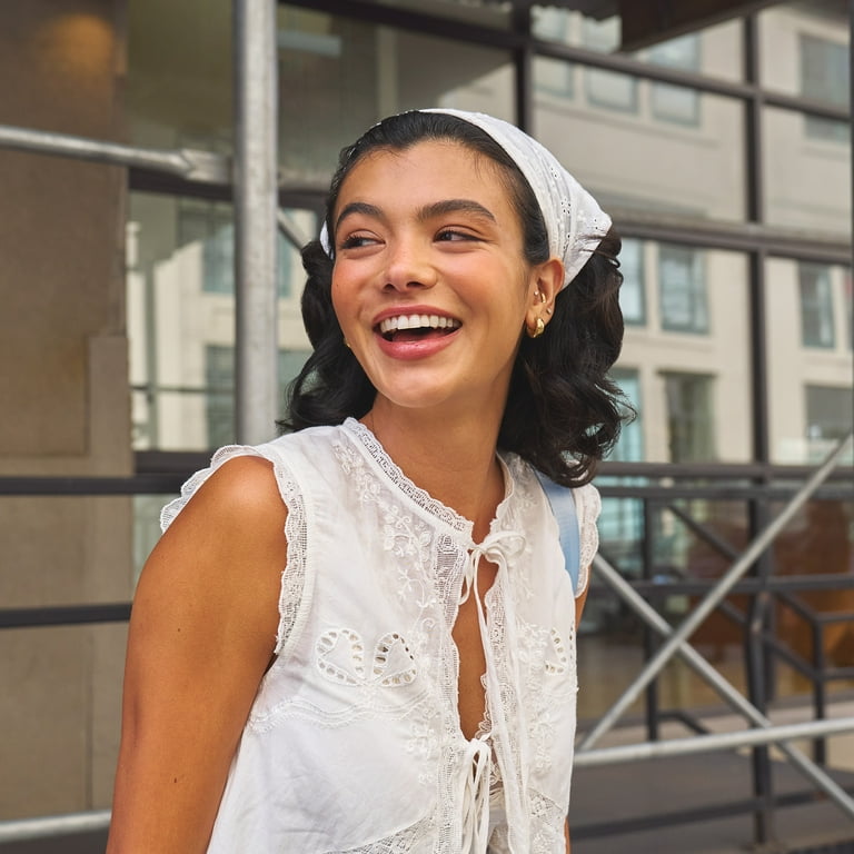 Do white プラス　潤エッティマスク　ヘアバンド Goody x Lee White Eyelet Headwrap, All Day Comfort, All Hair Types