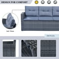 thumbnail image 4 of 6 Piece Outdoor Patio Furniture Sets, All Weather PE Wicker Furniture Set, Patio Sectional Sofa Sets, Outdoor Conversation Set with Removable Cushions, Furniture Cover, Light Gray, 4 of 9