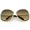 thumbnail image 2 of zeroUV Female Women's Metal Frame Gradient Colored Lens Oversize Round Sunglasses 67mm (Gold / Smoke Gradient) - 67mm, 2 of 5