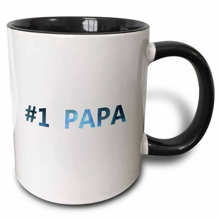 3dRose #1 Papa - Number One Best Greatest Papa - Blue space texture text - good dad gifts for Fathers Day - Two Tone Black Mug,