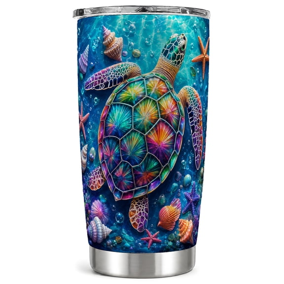 Sea Turtle Tumbler 20oz, Coastal Tumbler, Stainless Steel Travel Cup