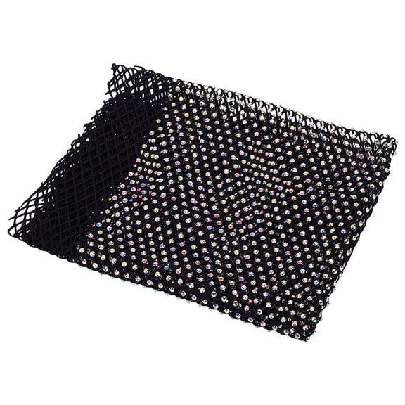 Stretch Mesh Fabric Elastic Net with Rhinestone for Clothing Making Party Decorations Black 400x300mm