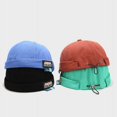 thumbnail image 6 of GegeenDomog Docker Cap Hats Skullcap Beanie Worker Sailor Cap Brimless Cap Retro Rolled Cuff Skull Caps with Adjustable, 6 of 11