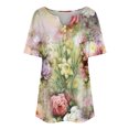thumbnail image 3 of Birdeem Blouse Décontractée à Manches Courtes Imprimée pour Femmes, Grande Taille, à Volants, Col en V, 3 of 6