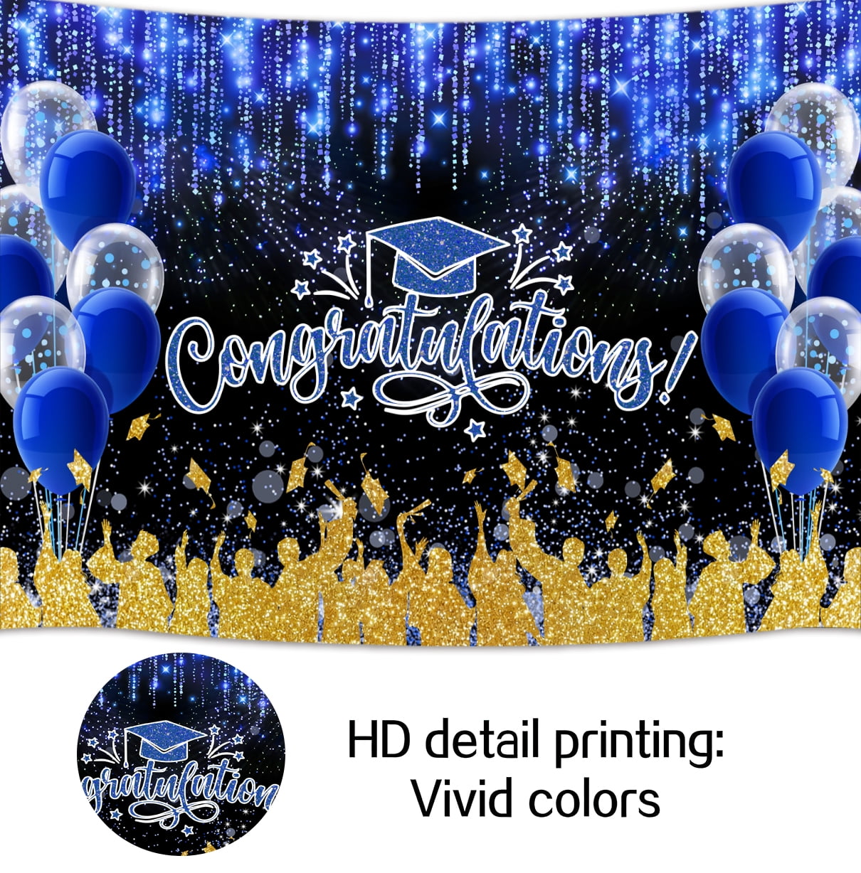9 x 6 ft Class of 2026 Graduation Backdrop, Congratulations Congrats Blue Grad Photography Background, Bachelor Cap Celebration Party Decorations for School Prom Party Banner