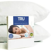TRU Lite Bedding Zippered Pillow Cases | Pillow Protector | Premium Breathable Terry Cotton Cover | 100% Waterproof | Zippered Encasement | Set of 2 | Queen Size