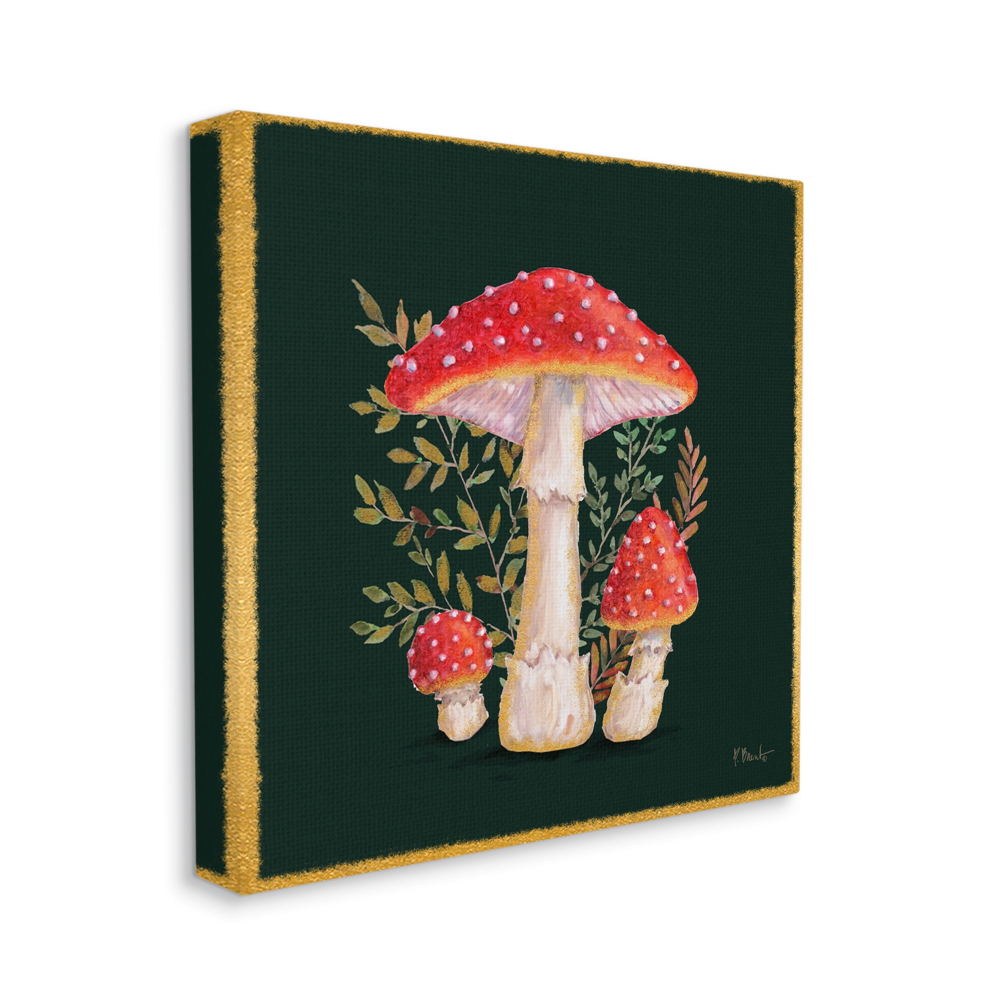 Stupell Industries Red Mushrooms & Ferns Botanical & Floral Painting Gallery Wrapped Canvas Print Wall Art, 36 x 36