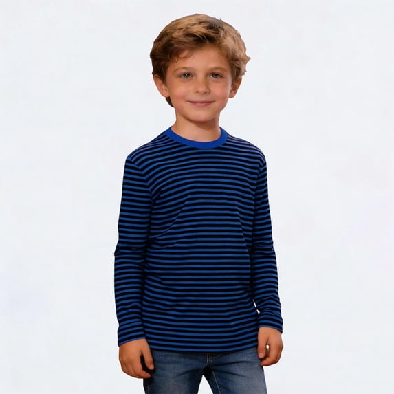 BJUTIR Boys T Shirts Striped Long Sleeve Crewneck T Shirt Casual Kids Tops Soft Comfortable For Childrens Flexible Fit Top Size 13-14 Years