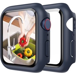 XiHAMA Étanche protection de l'écran Case compatible avec Apple Watch Series 6/5/4/SE 44mm, Bumper dur avec verre trempé pour la couverture de montres