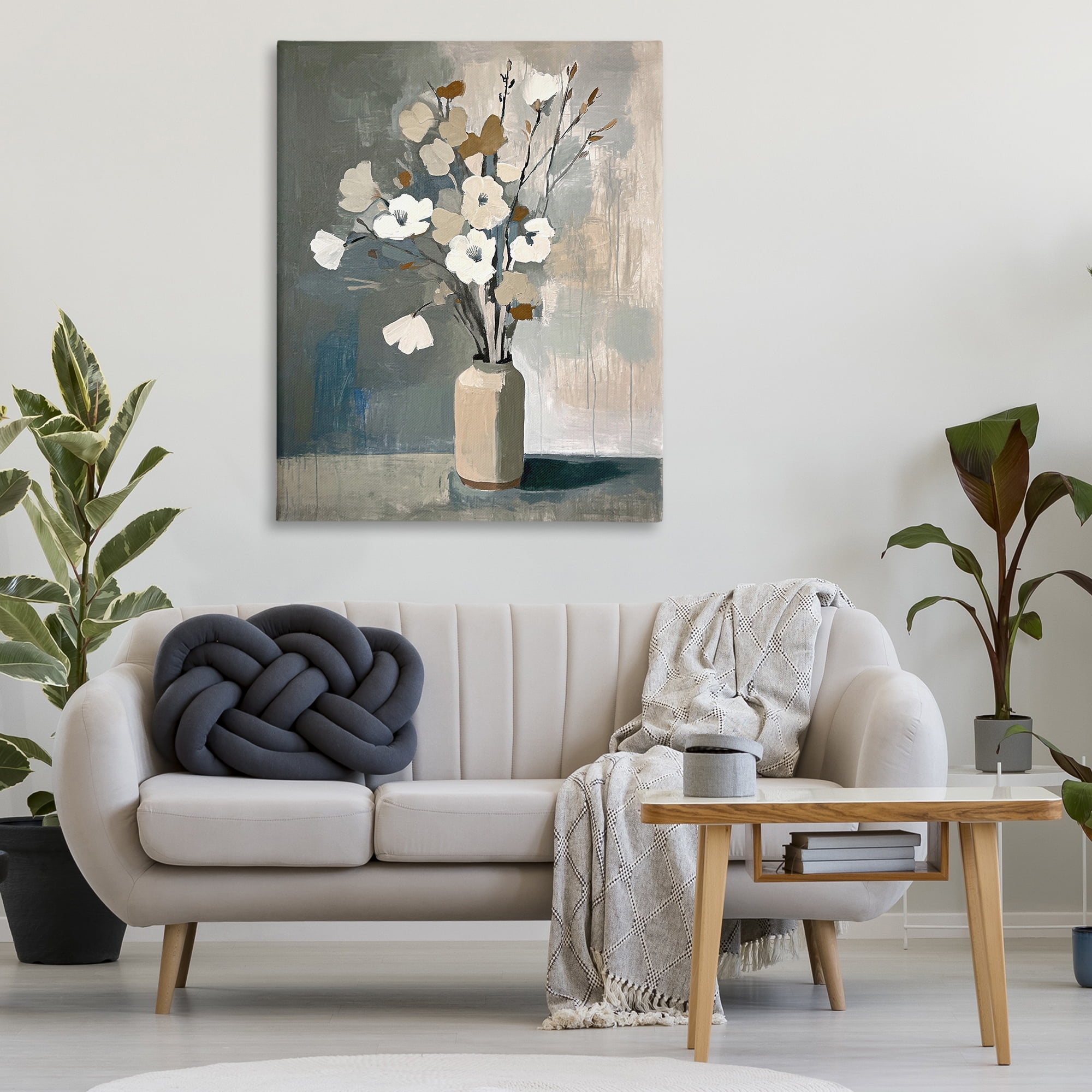 Stupell Industries Natural Floral Vase Botanical & Floral Painting Gallery Wrapped Canvas Art Print Wall Art, 36 x 48