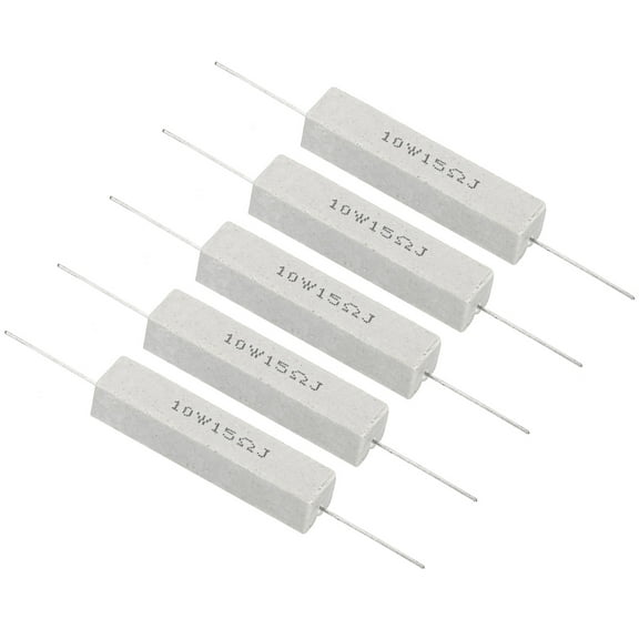 5Pcs 15 Ohm Resistors, 10W Ceramic Cement Resistor Power Cement Resistor Kit Tolerance 5% for Power Adapters Audio