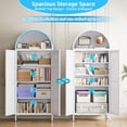 thumbnail image 5 of GangMei 67'' Tall Metal Arched Storage Cabinet with Doors/Shelves, Modern Arched Bookcase Display Cabinet for Home Office  Kitchen Pantry  Living Room, White, Assembly Required, 5 of 9