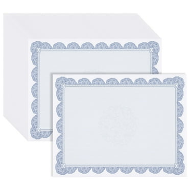 96 Sheets Certificate Paper for Printing with Navy Blue Floral Border for Graduation Diploma, Achievement Awards (8.5 x 11 In)