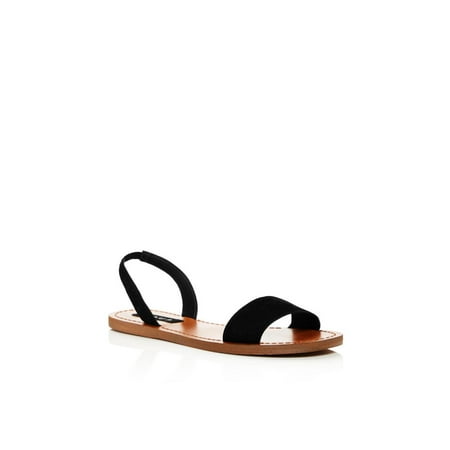 Aqua Leather - Aqua Womens Cece Leather Open Toe Casual Slingback Sandals, Black, Size 9.0
