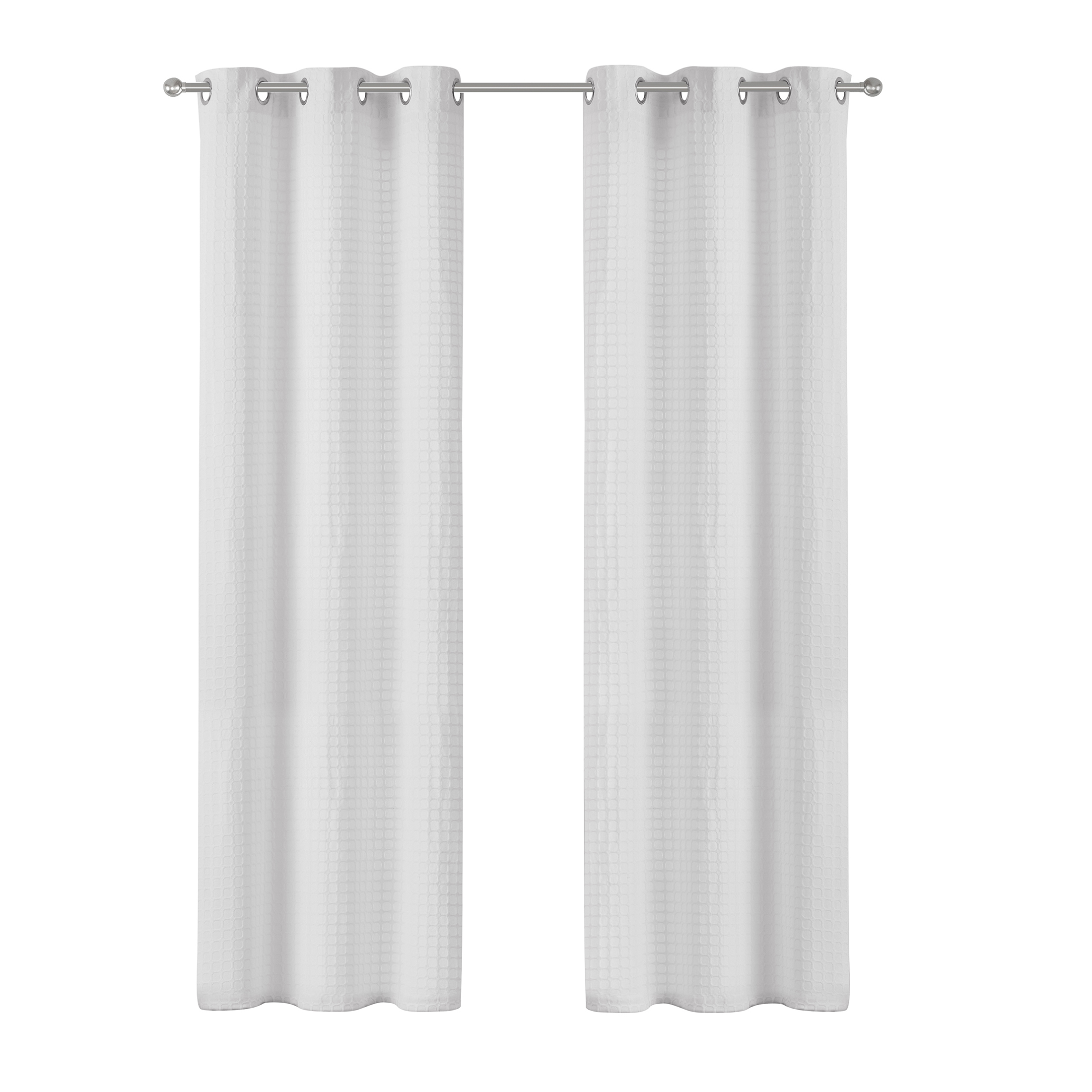 My Texas House Campbell Light Filtering Grommet Curtain Panel, Set of Two, Bright White, 38" x 106"