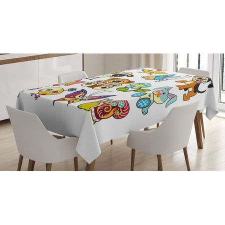 

Nursery Tablecloth Collection of Cartoon Animals Adorable Funny Toy Figures Play Time Childhood Theme Rectangular Table Cover for Dining Room Kitchen 60 X 90 Inches Multicolor by Ambesonne