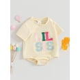 thumbnail image 2 of Bagilaanoe Newborn Baby Girl Rompers Letters Print Short Sleeve Bodysuits 3M 6M 12M 18M Infant Casual One Piece Short Jumpsuit, 2 of 6
