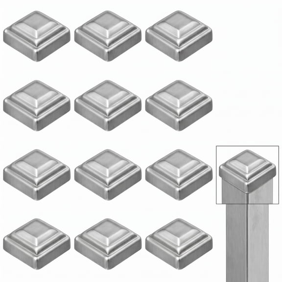 BlinkLLX Post Caps Sliver Pressed Steel 12 Pack 2 Inch