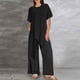 thumbnail image 2 of Conjunto de dos piezas de lino para mujer: top de manga corta y pantalones, ropa deportiva informal, varias tallas disponibles, 2 of 6