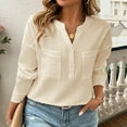 thumbnail image 5 of cfhntfmh Dressy Casual Shirts for Women Formal V Neck Buttons Work T-Shirts with Pockets Soft Long Sleeve Tunic Tees, 5 of 7
