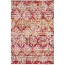 SAFAVIEH Montage Coriander Distressed Indoor/Outdoor Area Rug, Pink/Multi, 5'1" x 7'6"