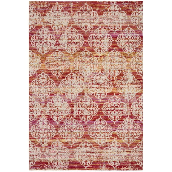 SAFAVIEH Montage Coriander Distressed Indoor/Outdoor Area Rug, Pink/Multi, 5'1" x 7'6"