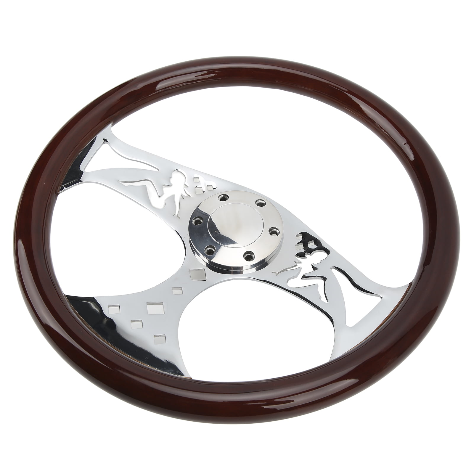 Vintage Steering Wheel, For Classic Nostalgia Style 15in Diameter Universal Wood Grain Steering