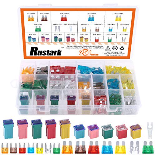 250pcs US Grade Automotive Fuses Assortment Kit Standard & Mini Car Blade Fuses, Low and Tall/STD Profile Box Shaped Assorted Fuse for Trucks, Cars and SUV, Boat$$Vehicle Parts & Accessories