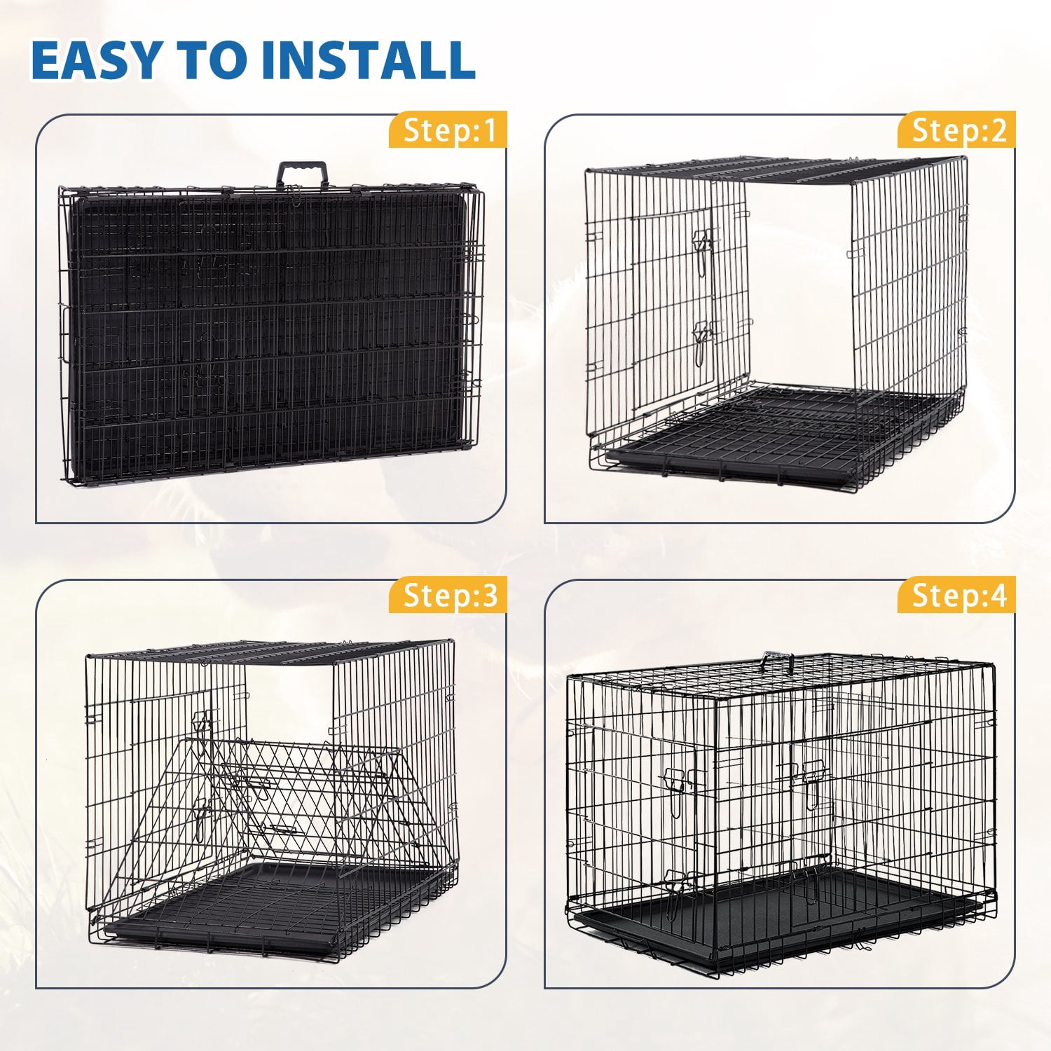 Pal Metal Black 36" Dog Crate Carrier with Collapsible Function