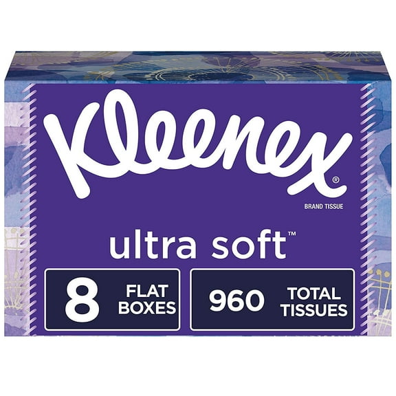 Kleenex Ultra Soft Facial Tissues, 8 Flat Boxes (Packaging May Vary.)