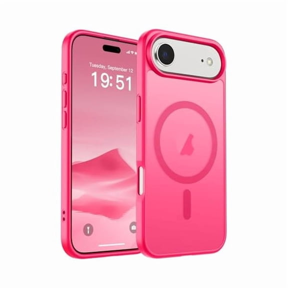ZHU997 Magnetic for iPhone Air Case (Compatible with MagSafe)(Military Grade Drop Protection) Slim Translucent Matte Shockproof with Anti-Fingerprint Phone Cover for 17 Air 2025,Hot Pink