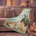 thumbnail image 6 of Inspired Coastal Scene Sea Turtle, Peaceful Coastal Landscape Scene, Warm Flannel Blanket for Beach House and Living Room, Beach Lovers Encouragement Gift, Coastal Home Decor, 6 of 9