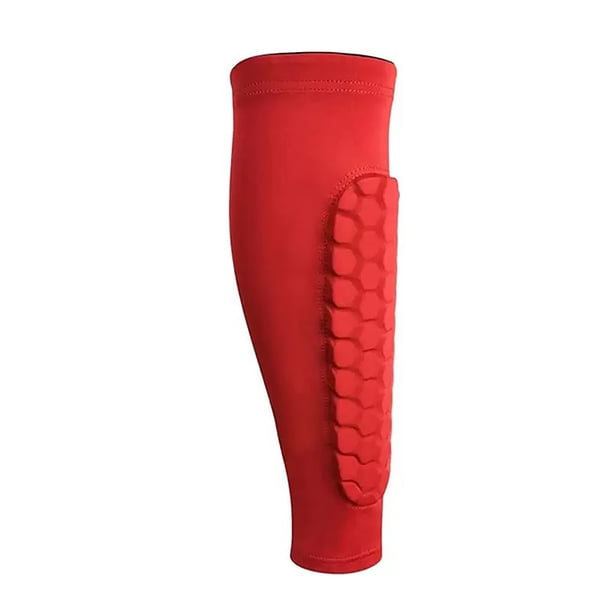 1 calcetín de espinilleras con almohadillas de panal para esquí, fútbol, espinilleras, antideslizante, elástico, de compresión, para pantorrillas, equipo de protección.