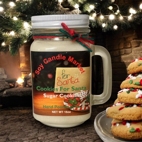 Soy Scented Candles | Handmade & Highly Aromatic Candles Burns Upto 85 Hours in Glass Jar - Perfect for Home Decor, Wedding, Birthday, Dinner (Cookies For Santa (Sugar Cookies), 16 oz)