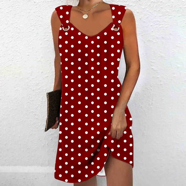Mefallenssiah Robe d'Été Confortable pour Femmes Mode Imprimée Sans Manches Col en V
