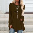 thumbnail image 2 of TSADFHJI Woman Tops Fall Womens Solid Long Sleeve Irregular Sweatshirt Loose Print Pullover Tops Blouse L Coffee, 2 of 5