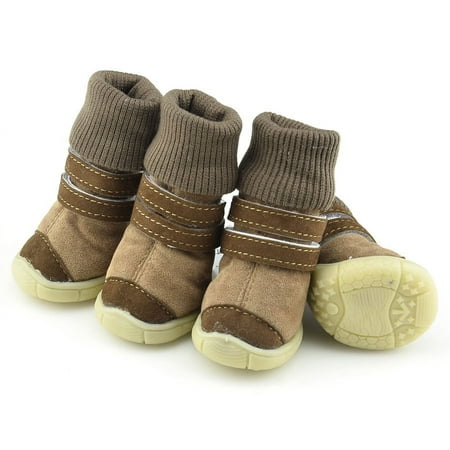 4Pcs Waterproof Pet Dog Boots  Anti-Slip Waterproof Winter Warm PU Dog Shoes  Suitable for Small Medium Large Dog
