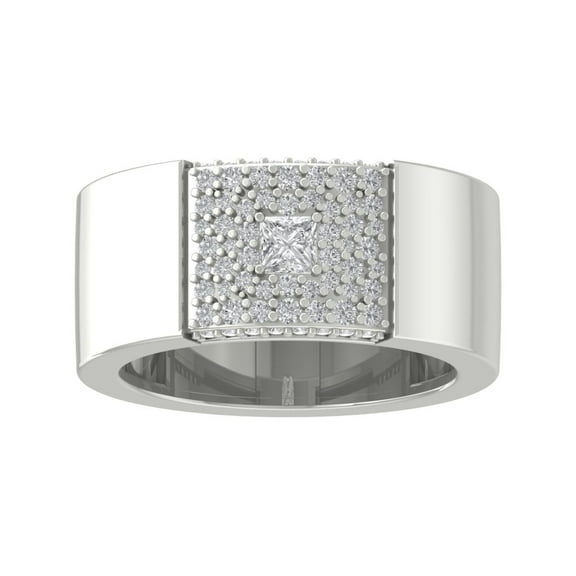 Araiya 10K White Gold Round and Princess Diamond Band Ring (7/8 cttw, I-J Color, I2-I3 Clarity), Size 7