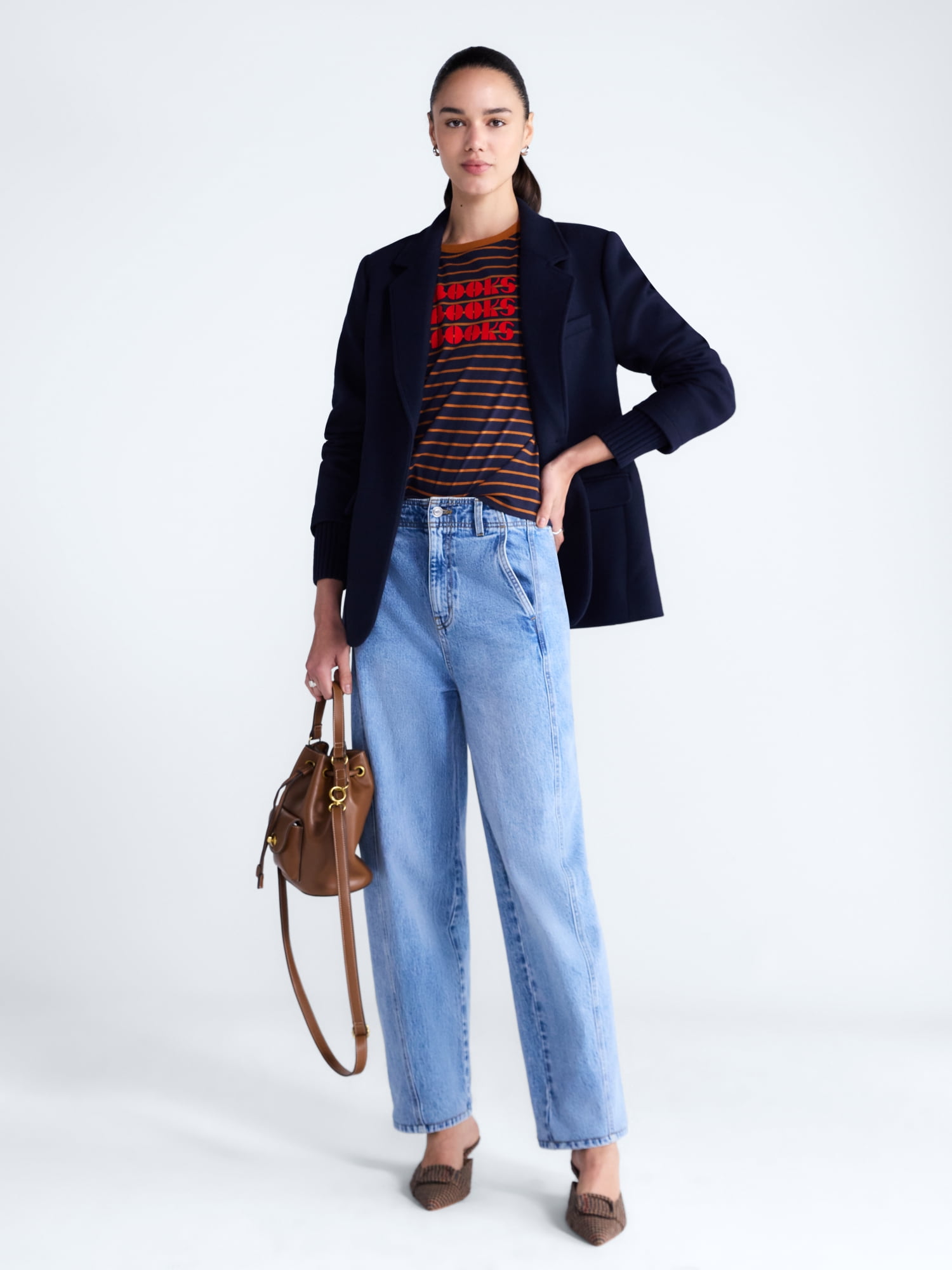 Free Assembly Women's and Women's Plus Single-Breasted Blazer with Ribbed Cuffs, Sizes XS-4X