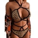 thumbnail image 2 of TRKIYQC Lencería de 2 Piezas para Mujer, Sujetador de lencería Halter de Leopardo de Color Liso, Bragas triangulares de Cintura Alta, Ropa exótica de Verano TRKIYQC moda, 2 of 6
