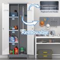 thumbnail image 4 of Marcree 65" H Metal Garage Storage Cabinet, Steel Broom Storage Cabinet with Doors and Shelves,Locking Tool Storage Cabinet for Cleaning,Bathroom,Kitchen Grey&White, 4 of 8
